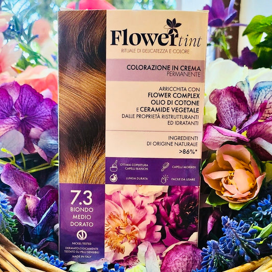 Flowertint-Colorazione in crema permanente- Biondo medio dorato 7.3