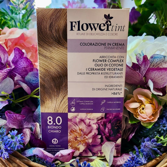 Flowertint-Colorazione in crema permanente-biondo chiaro 8.0