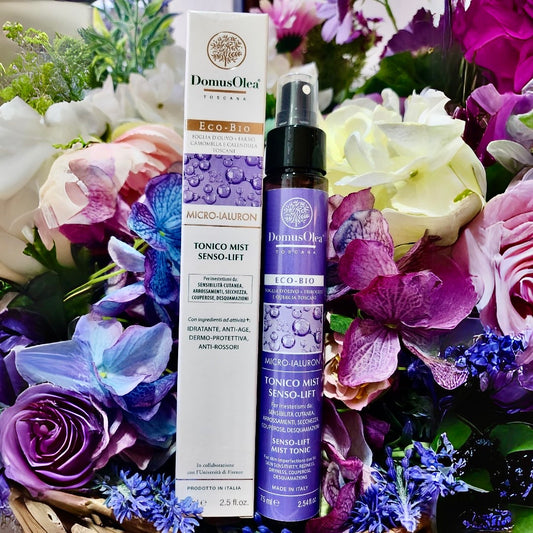 TONICO SPRAY ANTI-AGE con Acido Ialuronico Micro (2-5 kDa) e a basso (8-50 kDa) peso molecolare, per PELLI NORMALI, SECCHE, MATURE E SENZA TONO, indicato anche per CONTRASTARE GLI EFFETTI DANNOSI DEGLI AGENTI INQUINANTI