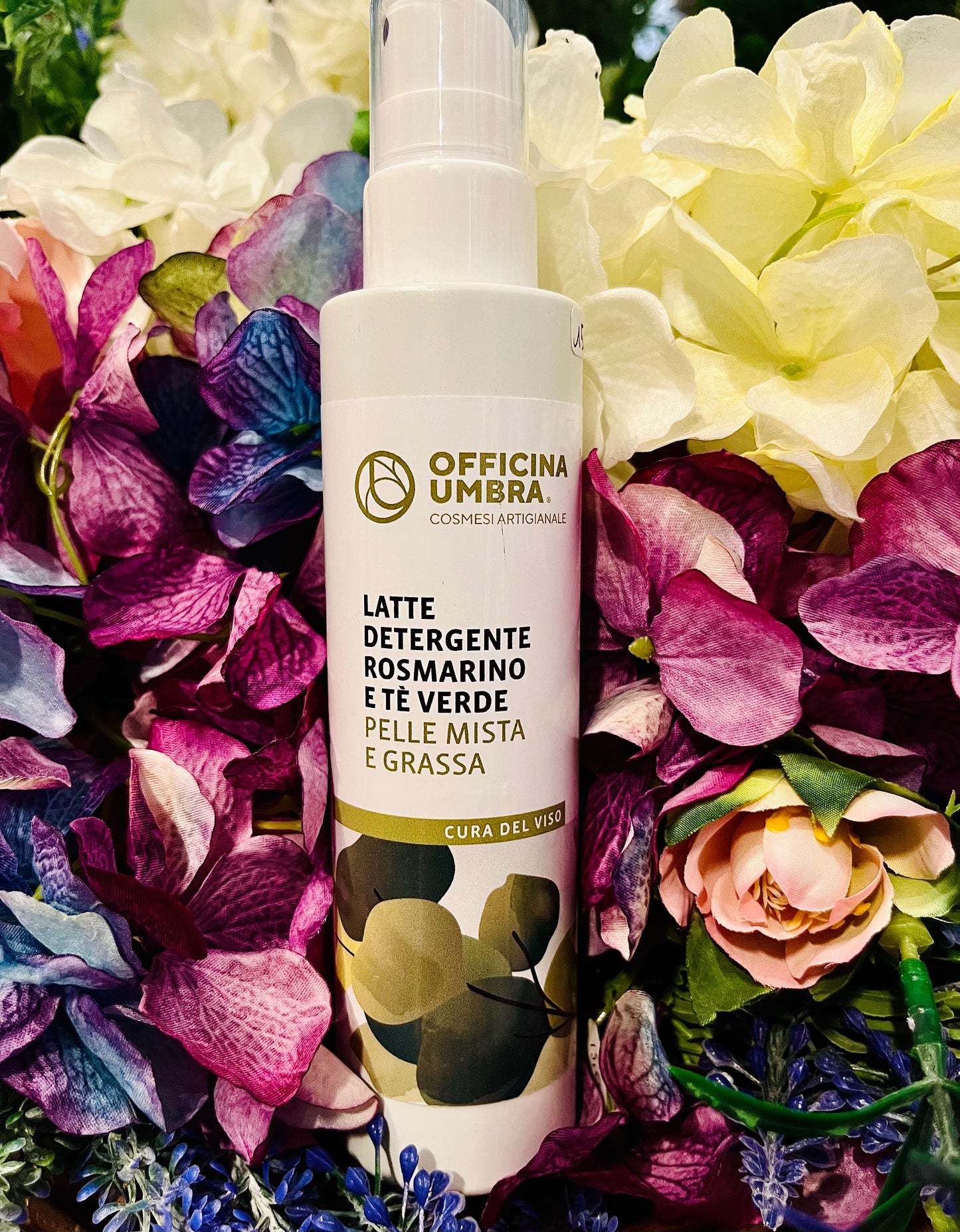 Officina Umbra-Latte detergente pelle mista e grassa Rosmarino e Te Verde