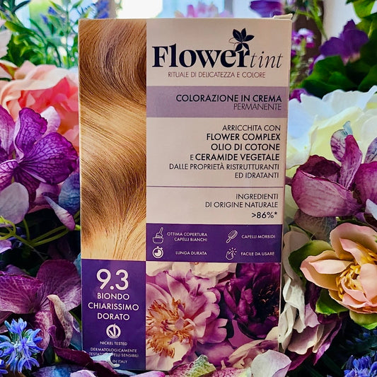 Flowertint-Colorazione in crema permanente-biondo chiarissimo dorato 9.3