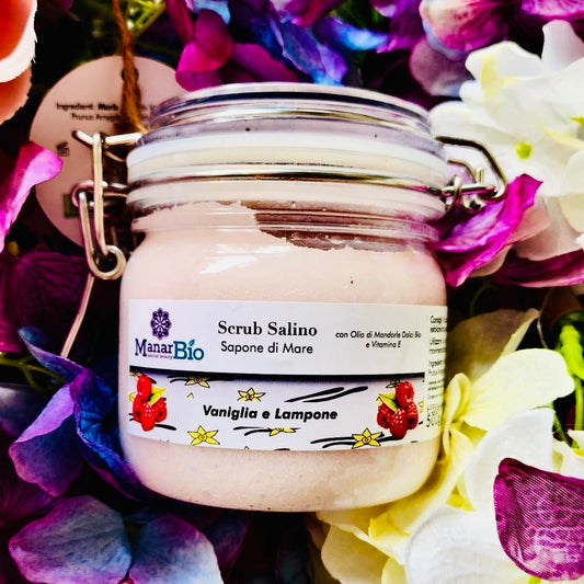Manar Bio- Scrub Lavante Salino in Purezza-Vaniglia e Lampone