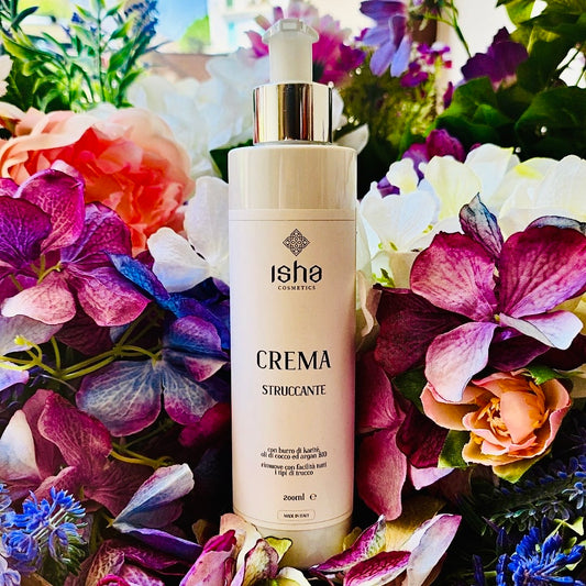 La crema detergente struccante a base oleosa, formulata con burro di karitè, Olio di Cocco e di Argan, completa di tensioattivi delicati e di acqua di rosa damascena biologica, deterge in profondità il viso rimuovendo ogni forma di makeup compreso quello più difficile (waterproof).