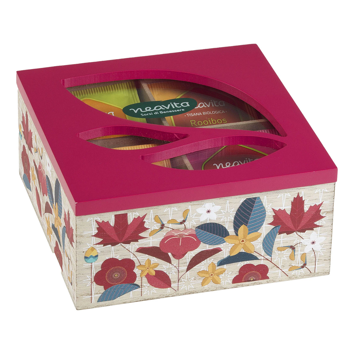 NeaVita- Neavita Cofanetto "Tisana Collection" In Legno Rosso 4 Scomparti 20 Bustine